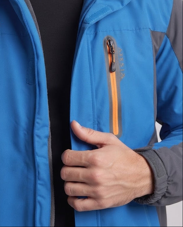 Herr vattenavvisande softshell parka med teddy fleecefoder och avtagbar huva