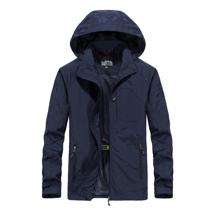 Herr Lätt Softshell Utomhus Jacka med Huva, Andningsbar Mesh Foder och Zippered Bröstficka