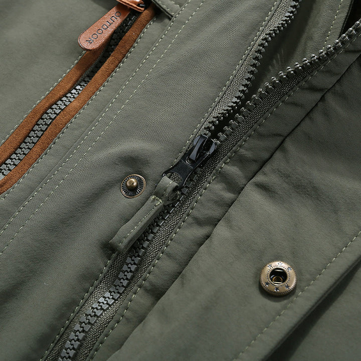 Herr vadderad field parka med teddyfoder, huva och flerafunction fickor
