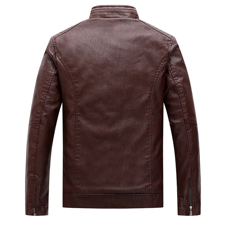 Herr Slim-Fit fuskläder bikerjacka med ståkrage och fickor med dragkedja