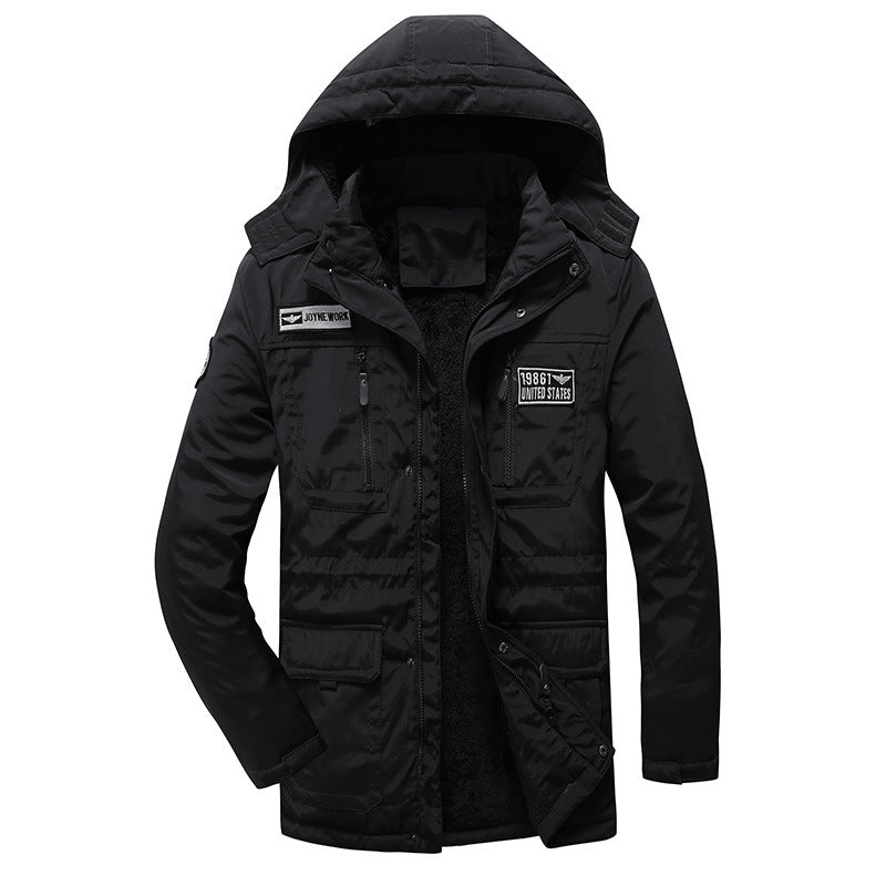 Herr isolerad militär parka med huva, termo foder och flerafunktionell fickor