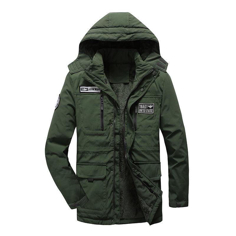 Herr Funktion Parkas med Fleecefoder, Huva, och Multifunktionell Fickor