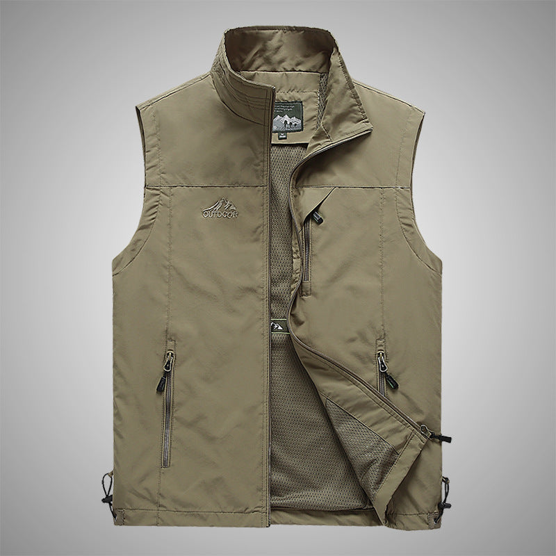 Herr Softshell Utomhus Väst med Andningsbar Mesh Foder, Zippered Fickor, och Stående Krage