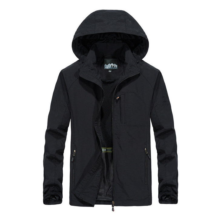 Herr Lätt Softshell Utomhus Jacka med Huva, Andningsbar Mesh Foder och Zippered Bröstficka