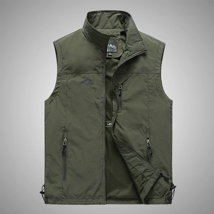 Herr Softshell Utomhus Väst med Andningsbar Mesh Foder, Zippered Fickor, och Stående Krage