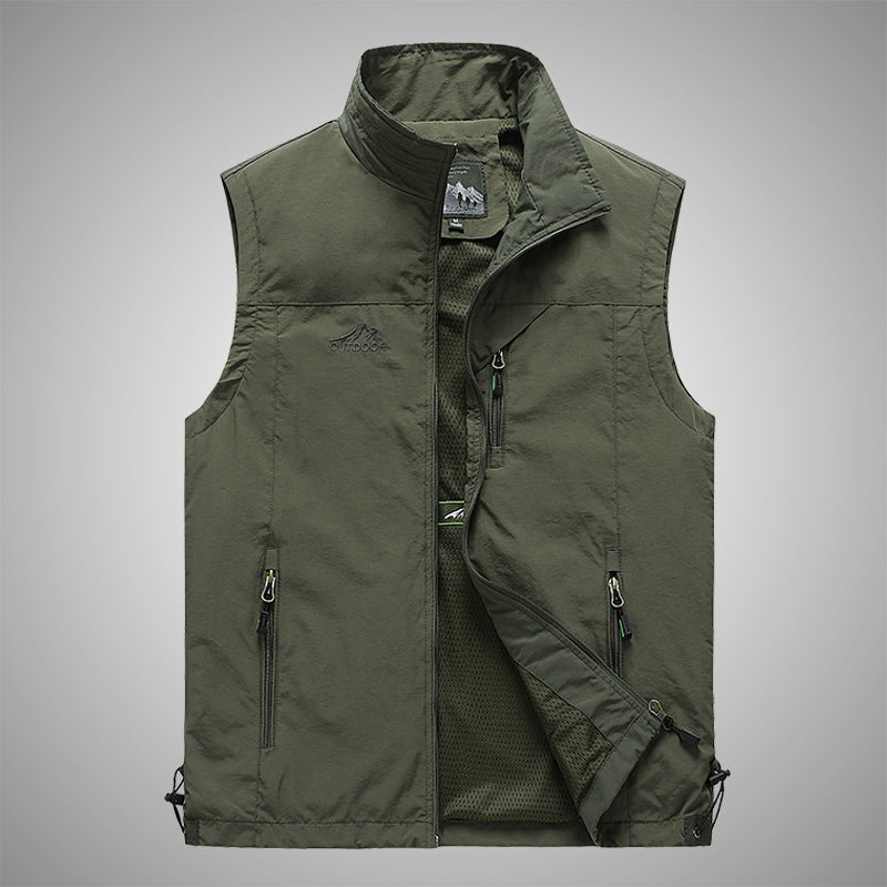 Herr Softshell Utomhus Väst med Andningsbar Mesh Foder, Zippered Fickor, och Stående Krage