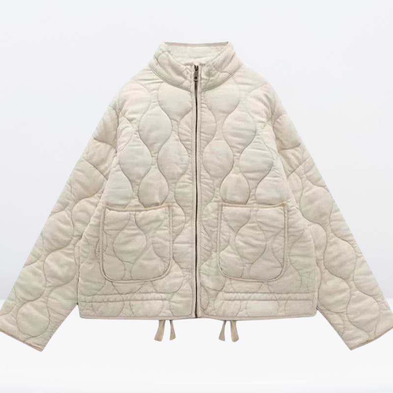 | Dam quiltad Jacka med Drawstring &amp; Dragkedja