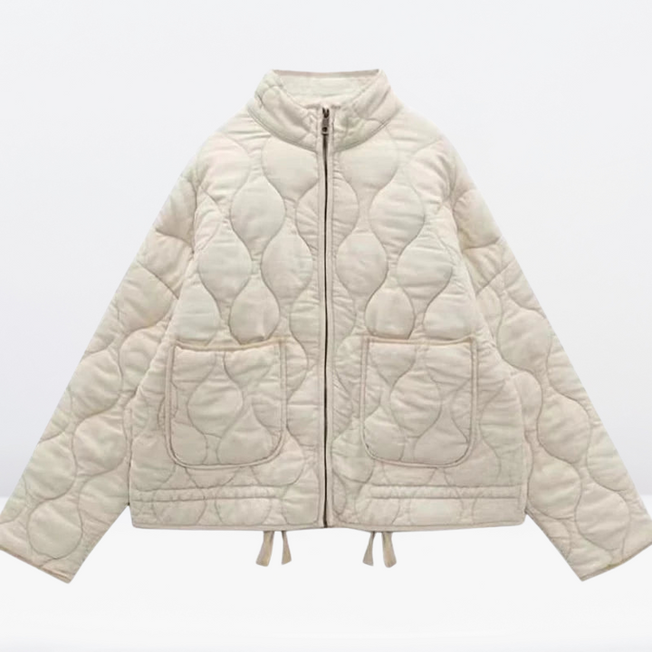 | Dam quiltad Jacka med Drawstring &amp; Dragkedja