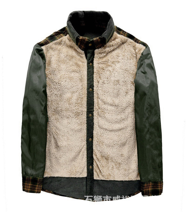 Herr Patterned Flanell Jacka med Fleecefoder