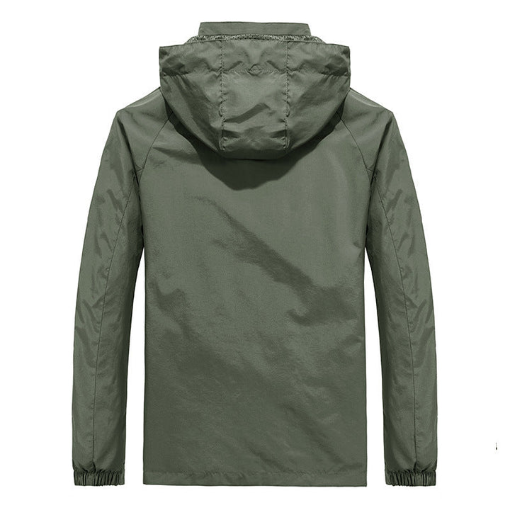 Herr Lätt Softshell Utomhus Jacka med Huva, Andningsbar Mesh Foder och Zippered Bröstficka