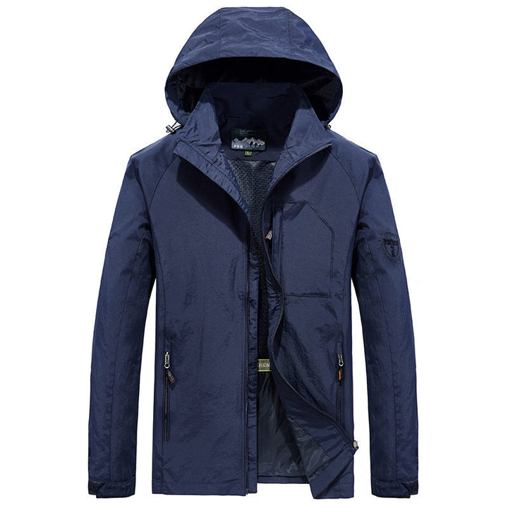 Herr Lätt Softshell Utomhus Jacka med Huva, Andningsbar Mesh Foder och Zippered Bröstficka