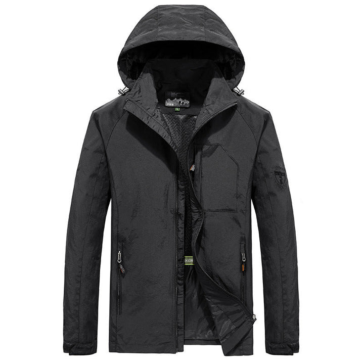 Herr Lätt Softshell Utomhus Jacka med Huva, Andningsbar Mesh Foder och Zippered Bröstficka