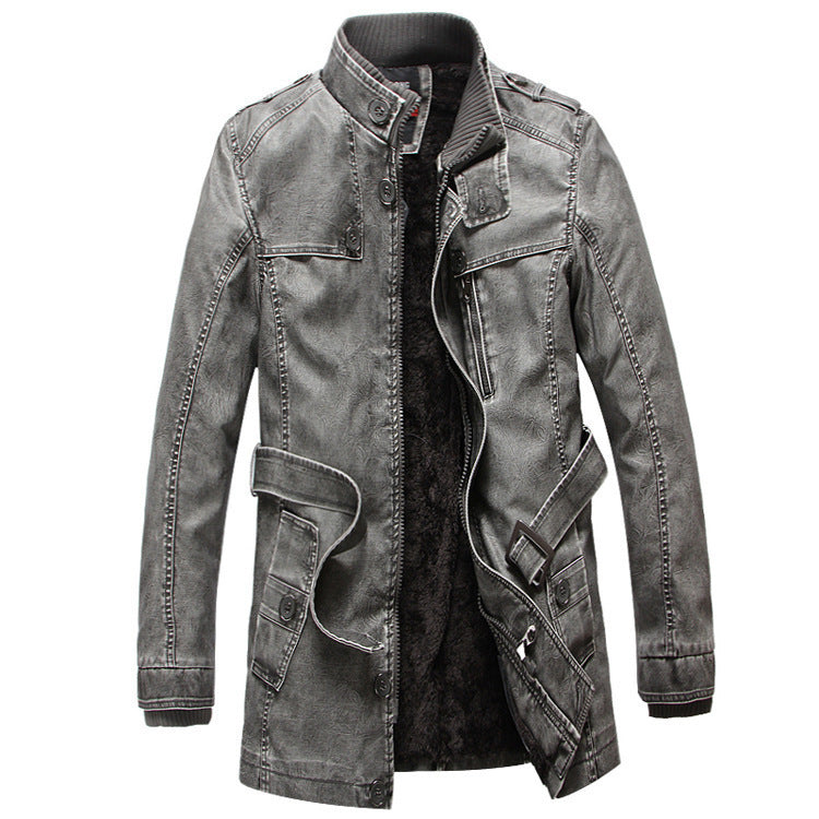 Herr Värmande Denim parka med Sherpa Foder, Hög Krage och flerafunktionell Fickor