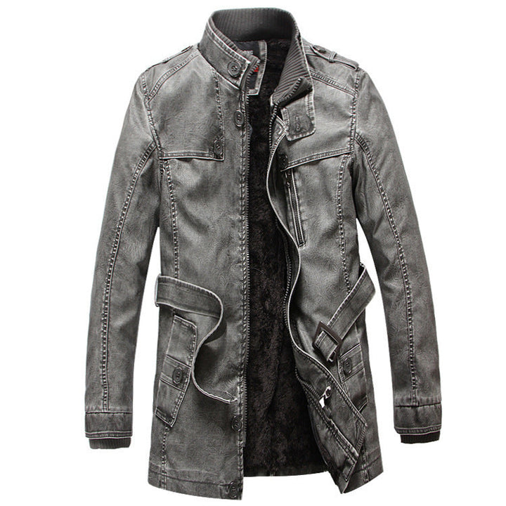 Herr Värmande Denim parka med Sherpa Foder, Hög Krage och flerafunktionell Fickor
