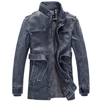 Herr Värmande Denim parka med Sherpa Foder, Hög Krage och flerafunktionell Fickor