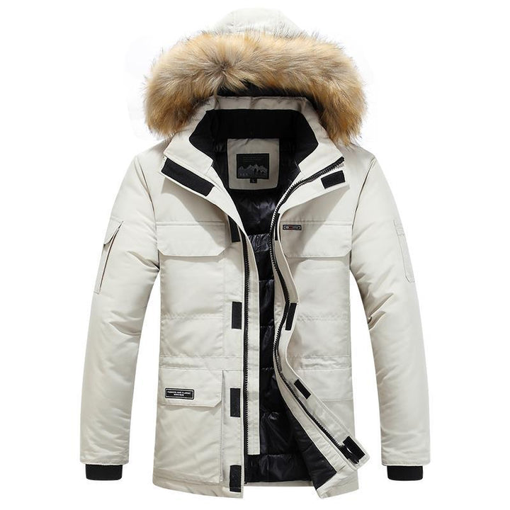 Herr Vadderad Parkas med Imitation Päls Huva, Vind och Vattenresistent Skal