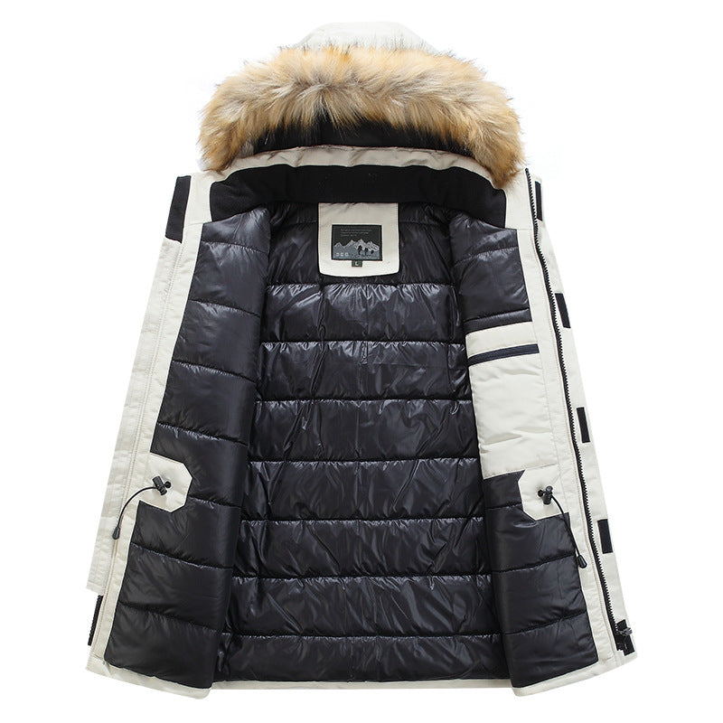 Herr Vadderad Parkas med Imitation Päls Huva, Vind och Vattenresistent Skal