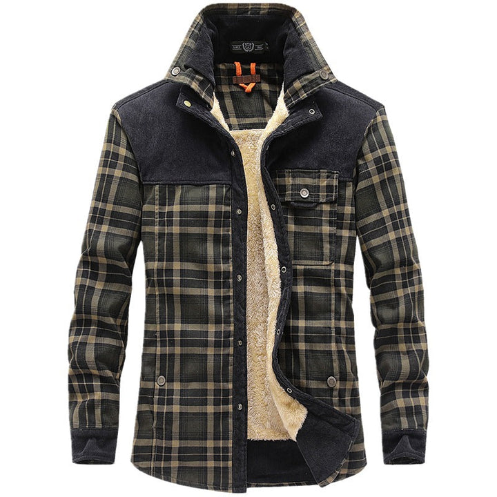 Herr Patterned Flanell Jacka med Fleecefoder