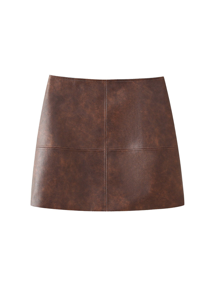 | Läder Jacka &amp; Kort Kjol Coordination Set