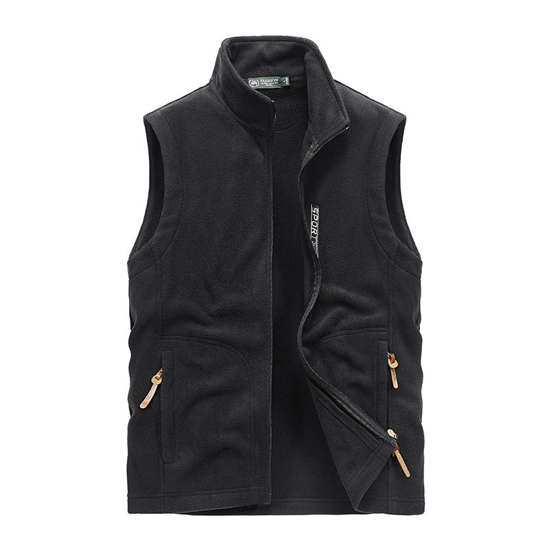 Herr Lätt Fleece Väst med Ståkrage, Dragkedja och Hidden Sidofickor