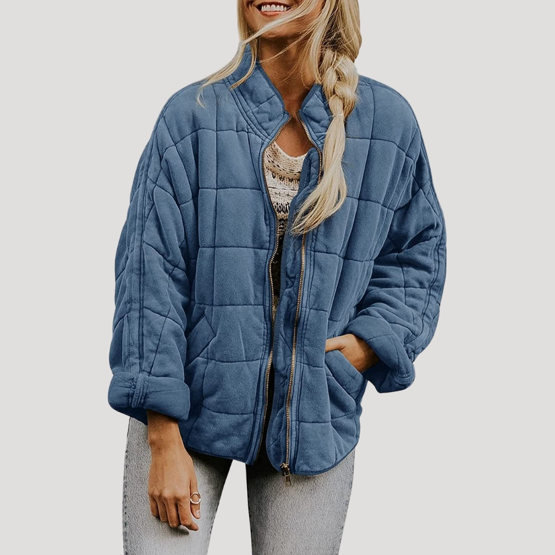 | Dam vadderad oversize dragkedja pufferjacka