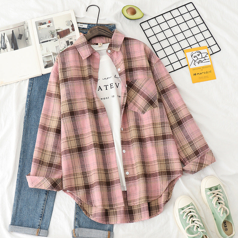 Unisex rutig flannel shirt jacka i oversized passform med chest pocket