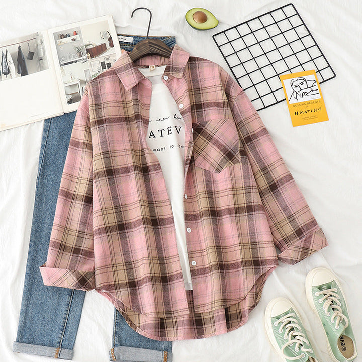 Unisex rutig flannel shirt jacka i oversized passform med chest pocket