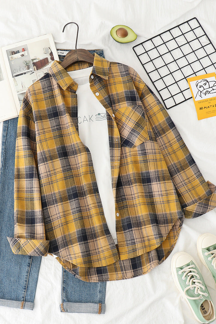 Unisex rutig flannel shirt jacka i oversized passform med chest pocket