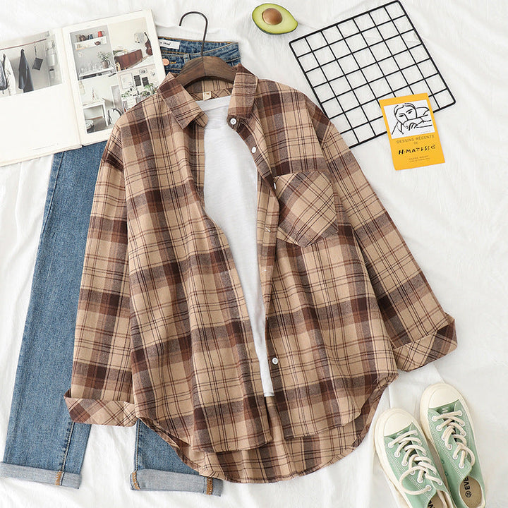 Unisex rutig flannel shirt jacka i oversized passform med chest pocket