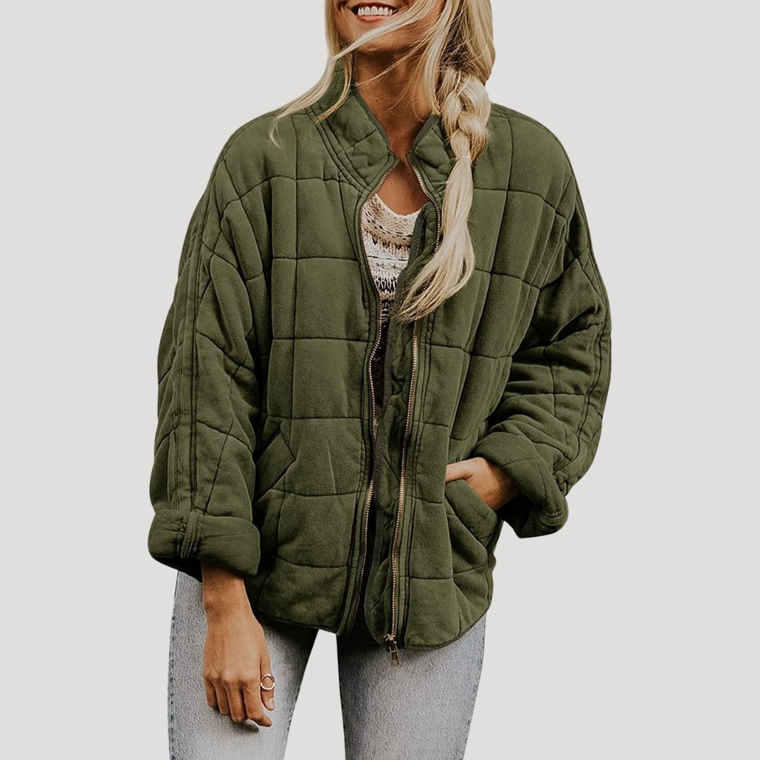 | Dam vadderad oversize dragkedja pufferjacka