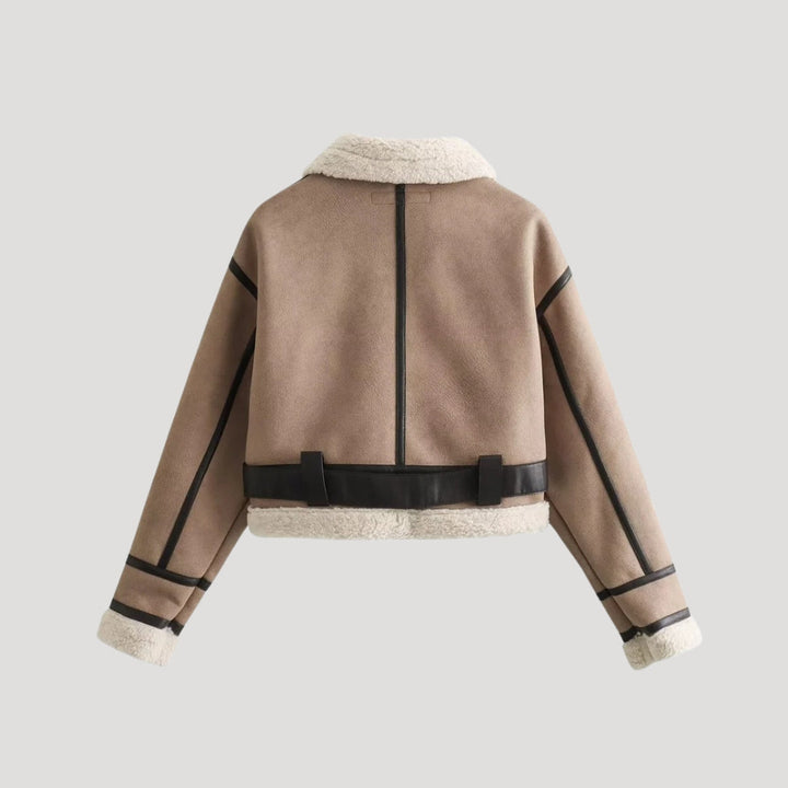 | Dam Aviator Jacka Tillverkad av fuskläder med Shearling vinter Kappa