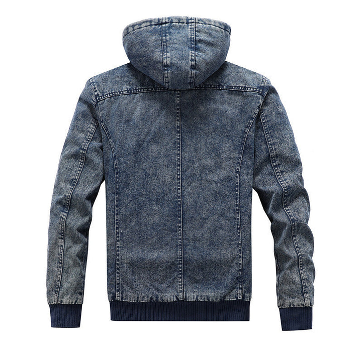 Herr Funktion denimjacka med huva och Värmande teddyfoder
