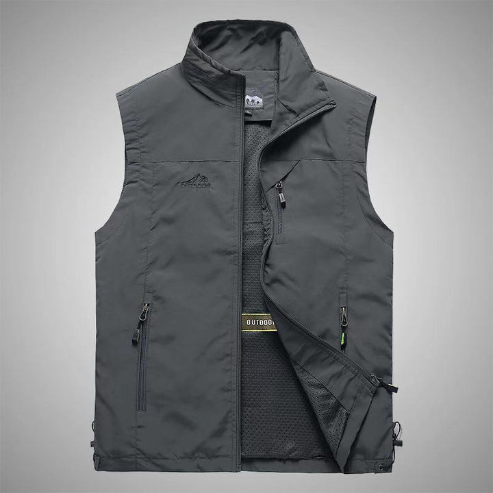 Herr Softshell Utomhus Väst med Andningsbar Mesh Foder, Zippered Fickor, och Stående Krage