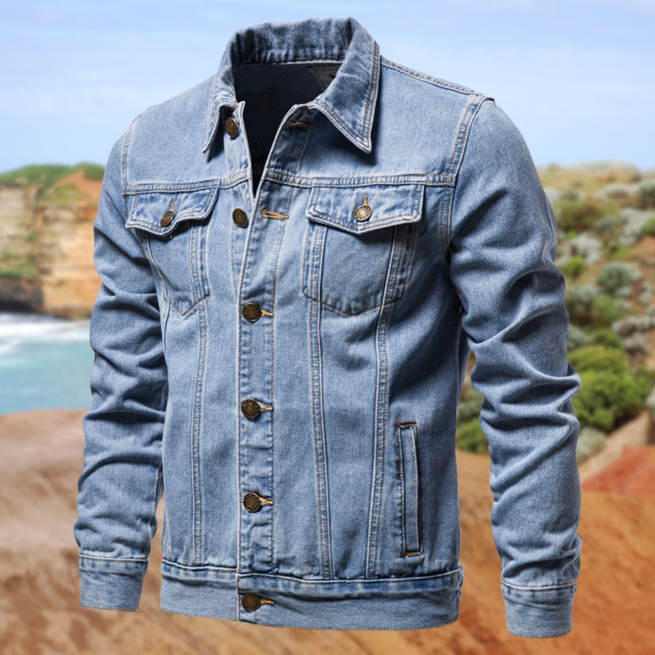 Denim Jacka med Klassisk Design