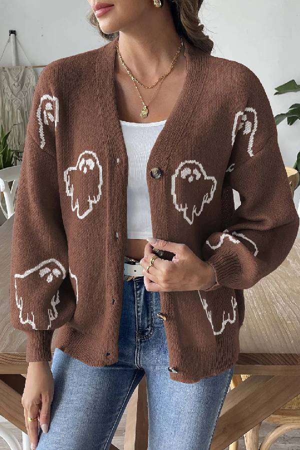 | Lös casual Cartoon Jacquard Jacka
