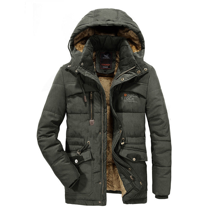 Herr vadderad vinter parka med teddyfoder och Huva