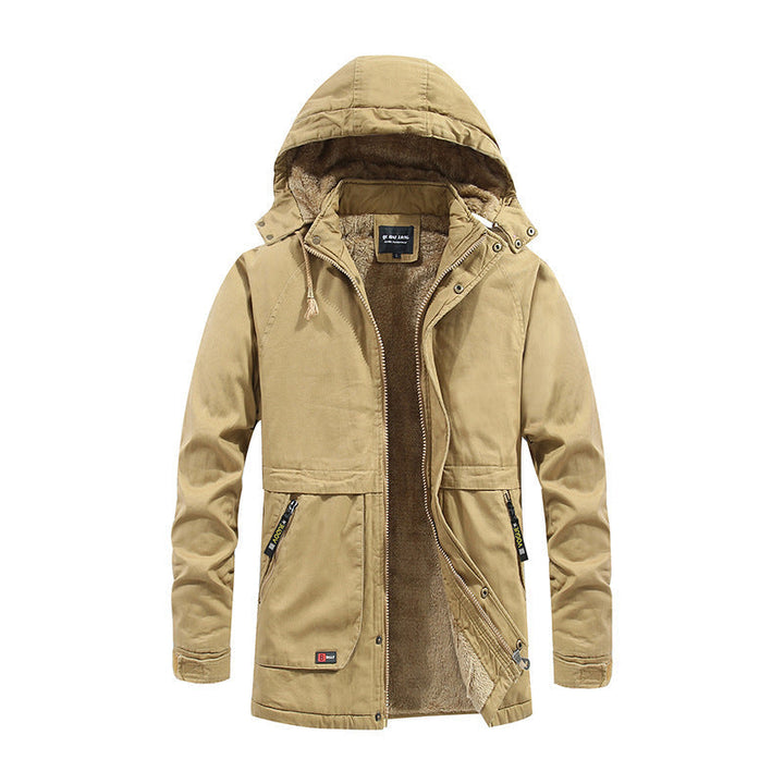Herr vadderad parka med huva och mjuk teddyfoder