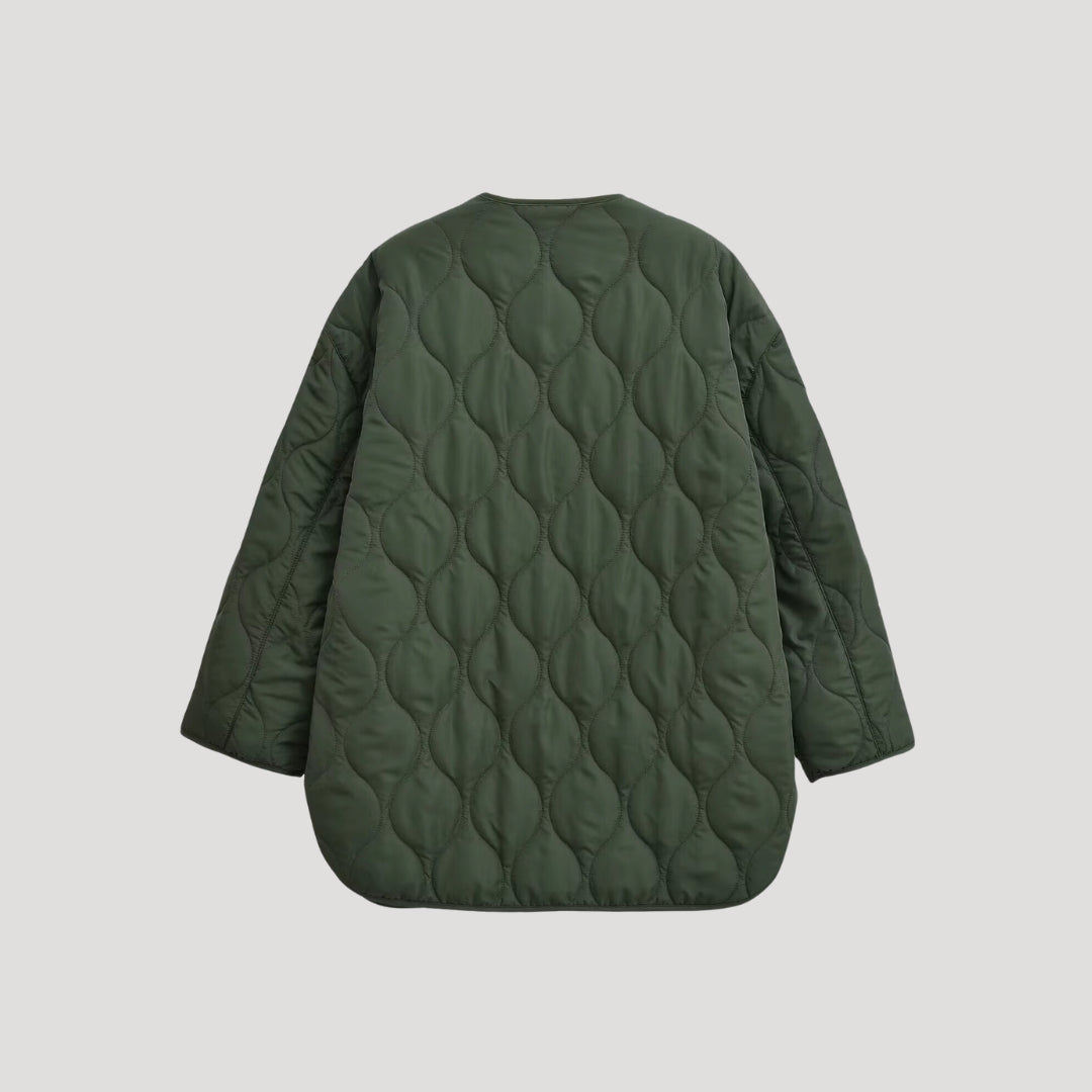 | Dam quiltad oversize grön fleece zip-up jacka