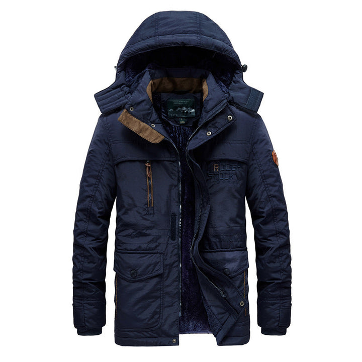 Herr City-Field Parka med Termisk Teddyfoder, Vindskyddande Fram Knapplist och Multifunctional Exterior Fickor