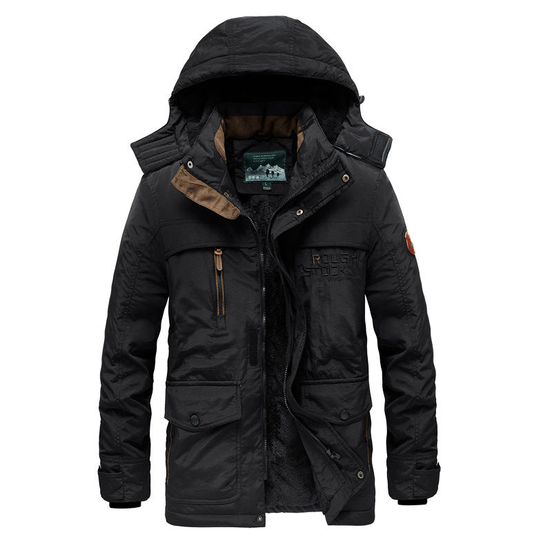Herr City-Field Parka med Termisk Teddyfoder, Vindskyddande Fram Knapplist och Multifunctional Exterior Fickor
