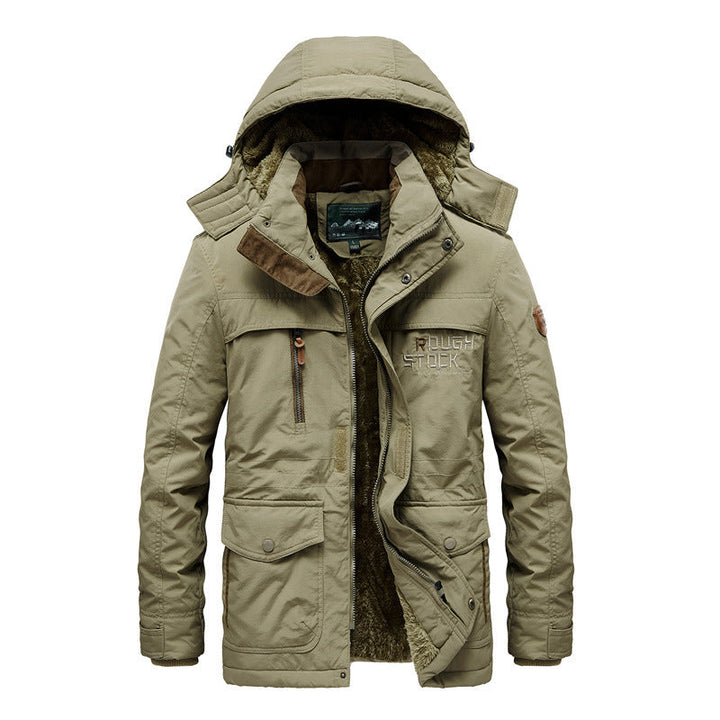 Herr City-Field Parka med Termisk Teddyfoder, Vindskyddande Fram Knapplist och Multifunctional Exterior Fickor