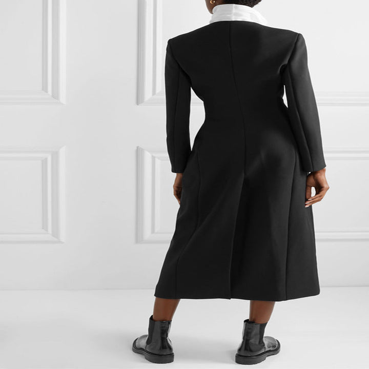 Dam Maxi lång minimalistisk tailoring kappa med open fram