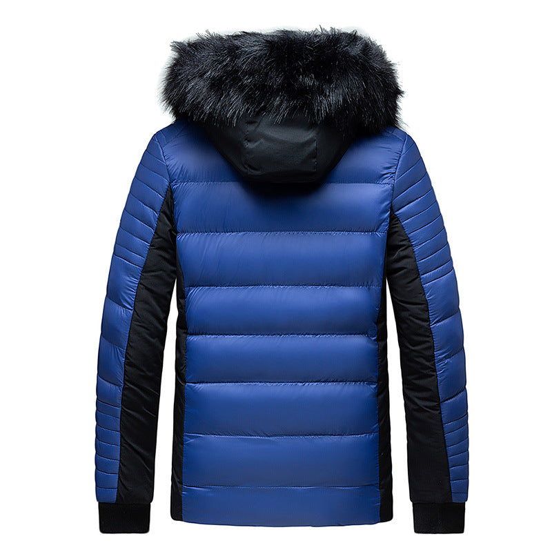Herr Quiltad Jacka med Huva och Faux Fur Trim, Vind och Water Resistant