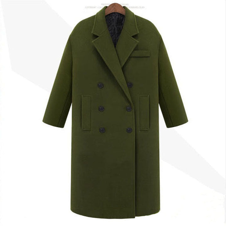 Herr lång kappa i minimalistisk double-breasted ullblandning med boxig oversize siluett