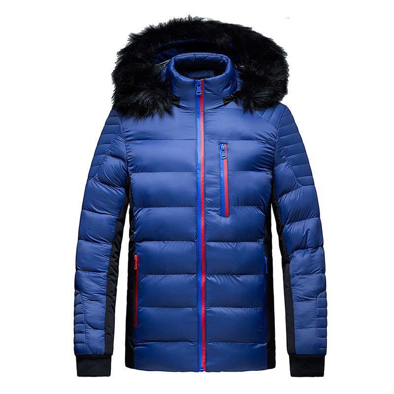 Herr Quiltad Jacka med Huva och Faux Fur Trim, Vind och Water Resistant