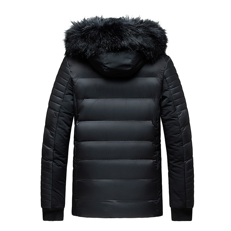 Herr Quiltad Jacka med Huva och Faux Fur Trim, Vind och Water Resistant