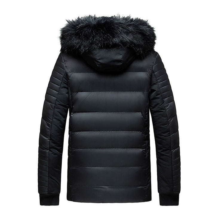 Herr Quiltad Jacka med Huva och Faux Fur Trim, Vind och Water Resistant