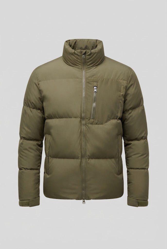 Herr Urban Short Puffer med Hög Ståkrage, Bröst Zip och Vindskyddande Skal