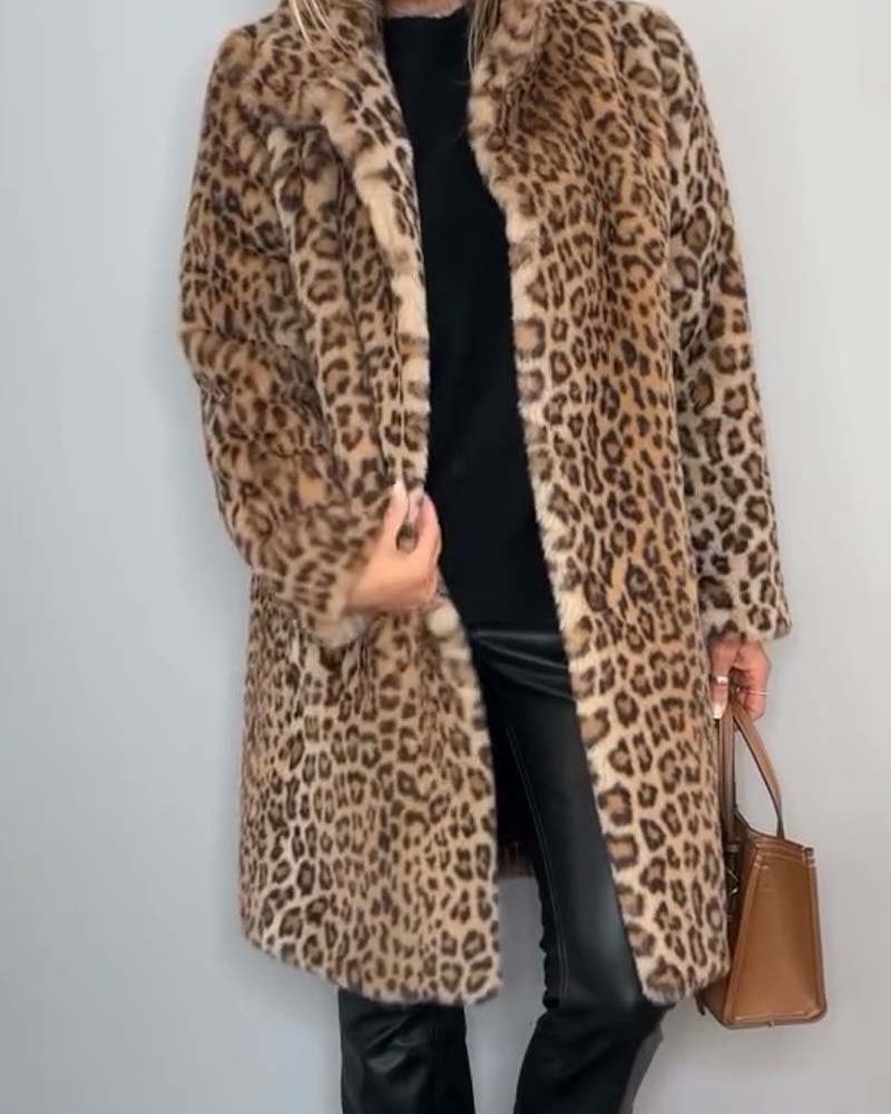 | Leopard Lång mjuk Jacka