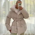 | Belted pufferjacka Plus Storlek Krage vinter Kappa